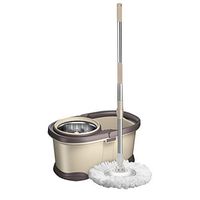 MOP Spinning and Bucket Cleaning Set Non-Slip Dry and Wet Dual Use Adjuatale Hangable Khaki Head2