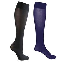 Mild Compression 2 Pair Knee Highs - Wide Calf - Navy/Black