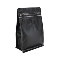 30 Count ½lb/8oz Stand Up Coffee Bag/Flat Bottom Pouch with Air Release Valve and Reusable Side Zipper/Smell Proof Bags (Black)