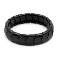 eleecolorful Black Tourmaline Bracelet Health Ion Beads Stretch Bracelet Wristband Stretch (Black)