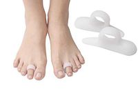 ERGOfoot 4PCS Single Loop Gel Hammer Toe Pads Cushion Corrector & Straightener for Overlapping,Curled, Curved, Claw & Mallet Toe Relief - Right & Left