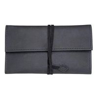 Boshiho Genuine Leather Roll Up Tobacco Pouch with Rolling Tip Paper Holder Slot (Black (M))