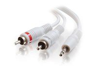 C2G 40370 One 3.5mm Stereo Male to Two RCA Stereo Male Audio Y-Cable, White (6 Feet, 1.82 Meters)