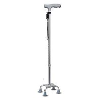 Guoziya 10 Height Adjustable Four-Legged Walking Stick Light Aluminum Alloy Crutches Old Non-Slip Cane Rehabilitation Crutches Thick Wall Tube (Color : Silver-A)