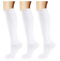 Squeezy Compression Energy Socks (3 Pairs) Stocking for Women and Men, Flight, Travel (White, S/M)