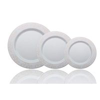 Exquisite 60 x 10.25" inch Pieces Premium Disposable Plastic Plates Set The Dinner Plates Feature a Classic White Background with a Beautiful Rose Gold Leaf Design that is Perfect for all Occasions