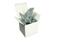 Pack of 5 White Fold-up Favor Boxes 3x3x3 with Gift Grade Tissue Paper Sheets Choose Tissue Color (Gray)
