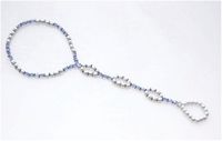 Blue, Crystal & Silver Magnetic Therapy Stretch Foot Jewelry (Size XSmall - 8.5")