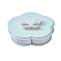 Meidexian888 Creative Double Layer Bloom Rotating Snack Box Flower Design Candy Food Storage Box Jewelry Organizer for Home Living Room (Blue)