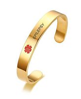 Epilepsy Stainless Steel Medical Alert Bracelet Cuff Bangle for Women Grils,8"