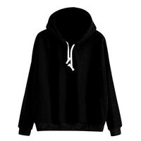 Clearance! Paymenow Women Teen Girls Long Sleeve Sweatshirt Simple Solid Color Warm Hoodie Pullover Top Casual Blouse (M, Black)