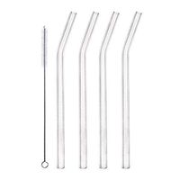 Forever T R Drinking Glass Straws, 4pc bent and brush, 200mm x 8mm