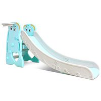 Slides for Kids Indoor Outdoor, 3-in-1 Freestanding Slide with Basketball Hoop and Climbing Stairs, Multifunctional Playground Climb Equipment Household Toddler Play Slide (Blue)