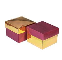 12 Gold Burgundy Favor Boxes, 2 5/8" x 2 5/8" x 2" Wedding Gift Boxes with Lid (Gold and Burgundy)