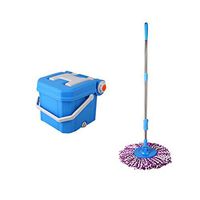 MOP Spinning and Bucket Cleaning Set Can Be Stored Household Rotatable Multifunction Blue Head2