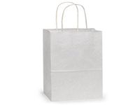 White Kraft Shopping Bags - Medium White Kraft Paper Bags Mini Pk 13x6x15-1/2" (4 Packs; 25 Bags Per Pack) - WRAPS-MP2WH