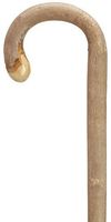 Walking Cane - Men's Crook Bulb Nose Genuine White ash Cane with Natural bark and Naturally Tapered Shaft, 36" Long with Rubber tip