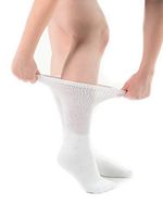 Comfort Finds Diabetic Crew Socks – Size 10-13 – Breathable Cotton Socks – Loose Fitting Sock – Non Binding Top Design– Improve Foot Circulation – Painful Swollen Feet Relief (White, 6 Pairs)