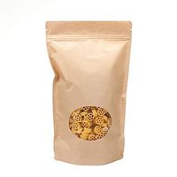 6 3/4" x 4" x 11 1/4" (Outer Dims) Kraft Stand Up Zipper Pouch Bags w/Oval Window (100 Pieces)