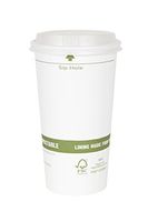 World Centric 100% Biodegradable, 100% Compostable Paper PLA-Lined 20 Ounce White Coffee Hot Cup and Lid Combo, 50 Pack
