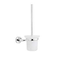 MAYKKE Hayes Valley Toilet Brush and Wall Mount Frosted Glass Holder | Modern Wall-Hung Bathroom Shower Cleaner | Polished Chrome, DLA2011101