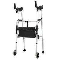 Xue Yang Shop Aluminum Alloy Rehabilitation Auxiliary Walking Frame Elderly Walking Aid Height Adjustable Wheel Walking Frame with Armrest Support Pad