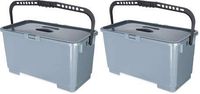 Carlisle 363301923 Polypropylene Rectangular Squeegee Bucket, 6 Gallon Capacity, 20-1/2" Length x 10-1/2" Width x 11-1/4" Height, Gray (2-(Pack))