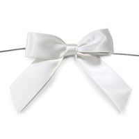 Pre-Tied Satin Bows, 7/8-Inch, 12-Piece (White)