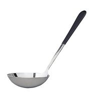 6 oz. (3/4 Cup), Stainless Steel Ladle, Portion Control Serving Spoon with a Black Cool-Grip Handle, 9.5" inches Long, Dishwasher Safe Serving Utensils by GET, BSRIM-54-BK