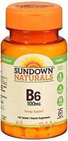 Sundown Naturals B6 100 mg Tablets - 150 ct, Pack of 2