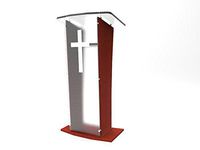 FixtureDisplays Wood Podium with Frost Acrylic Front Panel, 48" Tall Pulpit Lectern, Easy Assembly Required 1803-5-FROST