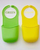 2Pcs Hanging Silicone Sponge Holder and 1Pc Round Red Sponge for Kitchen Sink Caddy Bathroom Countertop Dispenser Faucet Soap Toothbrush Scrubber with Antimicrobial Drain Dispenser(Yellow-Green)