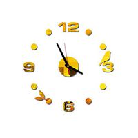 heavKin Creative Silent Wall Clock Personality 3D Mirror Wall Sticker Clock Decor,Accurate Sweep Movement (Gold, Size: Diameter 40cm)