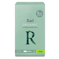 Rael Certified Organic Cotton Menstrual Large Pads - 3Pack/ 36 Total - Ultra Thin Natural Sanitary Napkins with Wings (3 Pack)