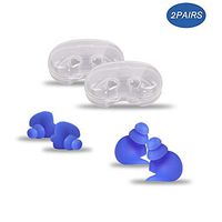 KUANSHENG Silicone Swimming Earplugs,Silicone Ear Plugs，Surf Ear Plugs， 2 Pairs Waterproof Reusable Ear Plugs for Swimming Showering Bathing Surfing and Other Water Sports。