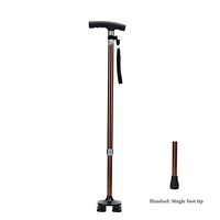 HXZXH Canes Adjustable Quad Canes for Men and Women Lightweight Self Standing Walking Canes with LED Light Stable Walking Stick Versatile Hand Crutch with T Handle Crutches Fashionable Black Pattern