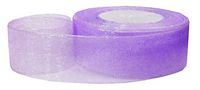 Q-YO Glitter/Sheer Non-Wired Ribbon for Crafts/Gift Package Wrapping, Accessories Making, Great Ribbon for Christmas Tree Garlands, Gift Ribbon Bows, Decorating, Party (50yd 1.5" Sheer Ribbon, Purple)