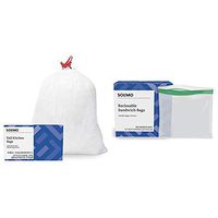 Amazon Brand - Solimo Tall Kitchen Drawstring Trash Bags, Clean Fresh Scent, 13 Gallon, 45 Count & Solimo Sandwich Storage Bags, 300 Count