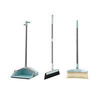 Broom and Dustpan With Long Handle Telescopic Up Windproof Stainless Steel Rod Non-stick Hair Broom And Dustpan Rotatable Non-Slip Handle Soft Brush Broom Set Suitable For Home Kitchen Lobby Floor Gar