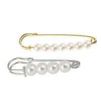 2pcs Pearl Charm Pin Scarf Safety Pin Brooch Sweater Scarf Collar Lapel Pins