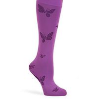 Butterfly Compression Knee High Socks for Women - Promotes Better Circulation, Eases Leg Strain, Swelling, Orchid, Fits Women's Shoe Sizes 9-11 - Made in The USA