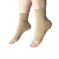 Presadee Open Toe Foot Plantar Fasciitis Feet Ankle 20-30 mmHg Compression Medical Swelling Arch Heel Pain Circulation Sleeve Sock (Beige, L/XL)
