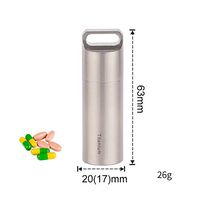 Single Chamber Titanium Mini Pill Fob, Waterproof Lightweight Nitro Pill Case, Portable Travel Pill Box Bottle Holder for Purse Pocket Outdoor Camping Emergency Kit,S