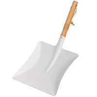 REDECKER Dust Pan with Oiled Wooden Handle, 17-3/4-Inches, White Powder-Coated Metal