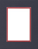 Pack of (2) 16x20 Double Acid Free White Core Picture Mats Cut for 11x14 Pictures in Navy Blue and Real Red