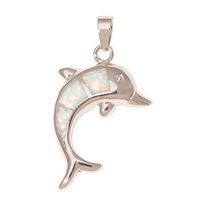 Lovely Dolphin White Fire Opal Silver for Women Jewelry Gemstone Pendant OD6991 Prom Beautiful Bright Cute For gift Simple Fashionable Womens Comfortable