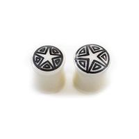 Pair of Ear Plugs Made of Organic Horn Bone with Star Design