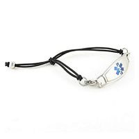 Women's Medical Alert ID Bracelet - Custom Engraving Included, Adjustable Size - Simplicity Black - Blue