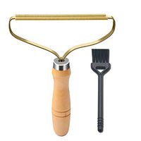 Lint Remover and Fabric Shaver Fuzz Remover for Clothes, Portable Lint Shaver Brush for Sweater, Reusable Copper Head Lint Rollers for Woven Coat Pills Bobbles (Gold)