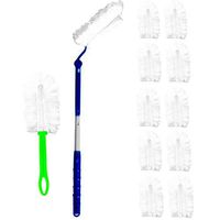 JEBBLAS Disposable Duster Electrostatic Duster Kit Extender Handle (1 Long Handle to + 1 Short Handle + 12 Duster Refill)
